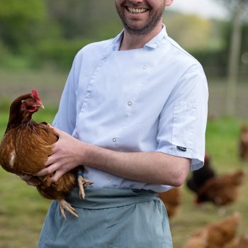 chef with hen